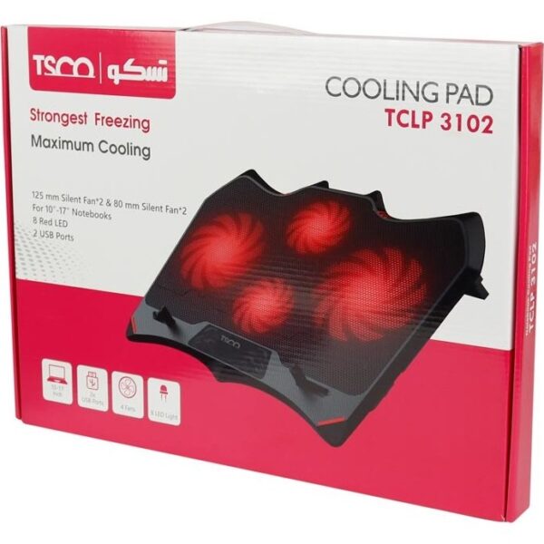 پایه خنک کننده لپ‌تاپ تسکو مدل TCLP3102 با چهار فن مشبک و طراحی ارگونومیک